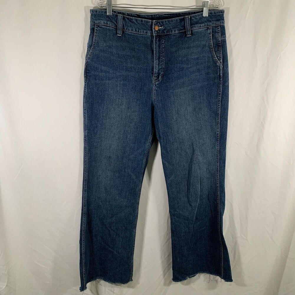 J. Crew Jeans Women's 32T Dark Wash Denim High Rise Cut Off Hem Cotton Blend